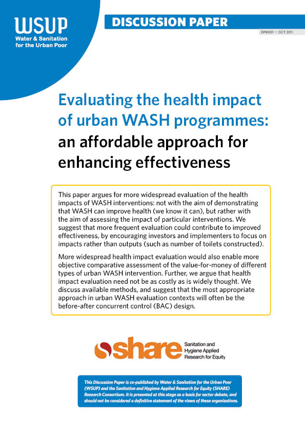 Evaluating the health impact of urban WASH programmes: an affordable approach for enhancing effectiveness