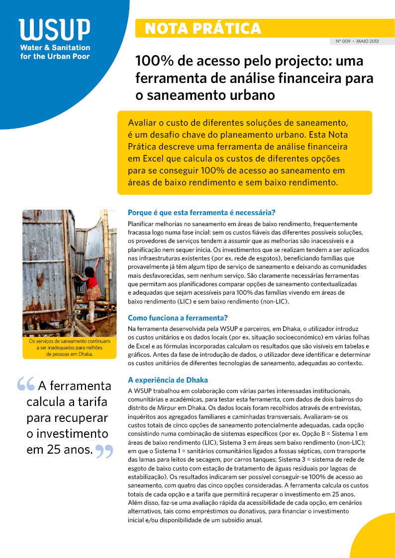 100% de acesso pelo projecto: uma ferramenta de análise financeira para o saneamento urbano