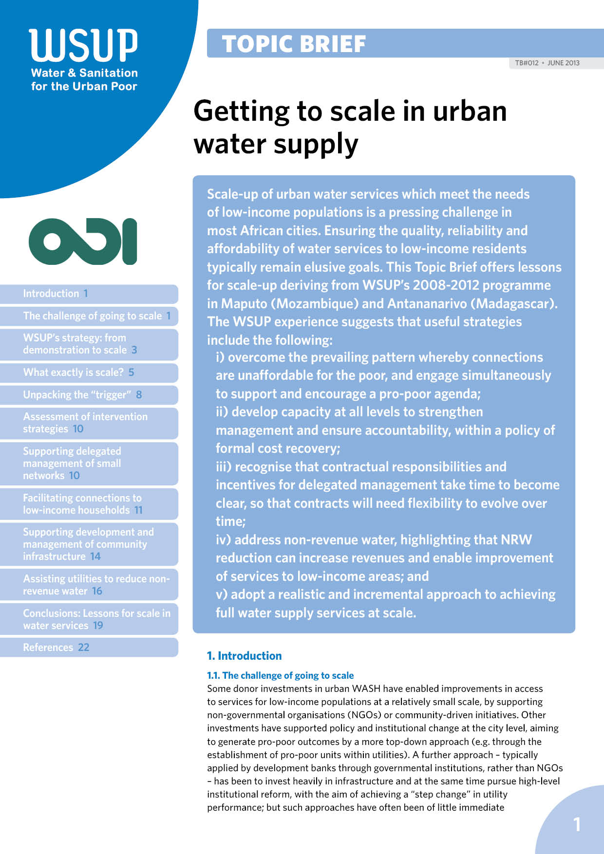 TB012 Getting to Scale in Urban Water Supply