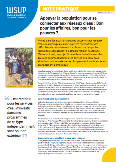 Appuyer la population pour se connecter aux réseaux d’eau : bon pour les affaires, bon pour les pauvres ?