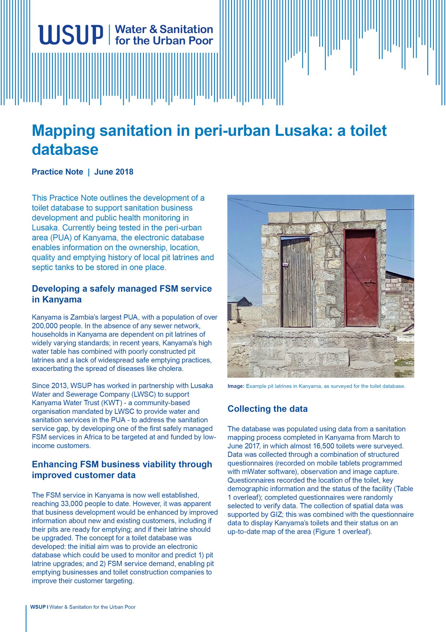 Mapping sanitation in peri-urban Lusaka: a toilet database
