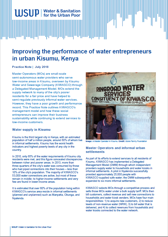 Improving the performance of water entrepreneurs in urban Kisumu, Kenya