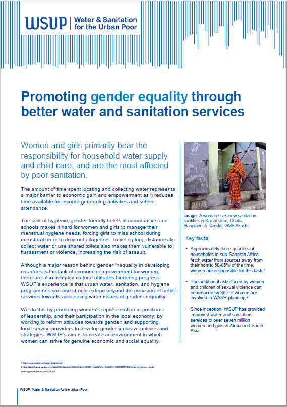 Promoting gender equality through better water and sanitation services