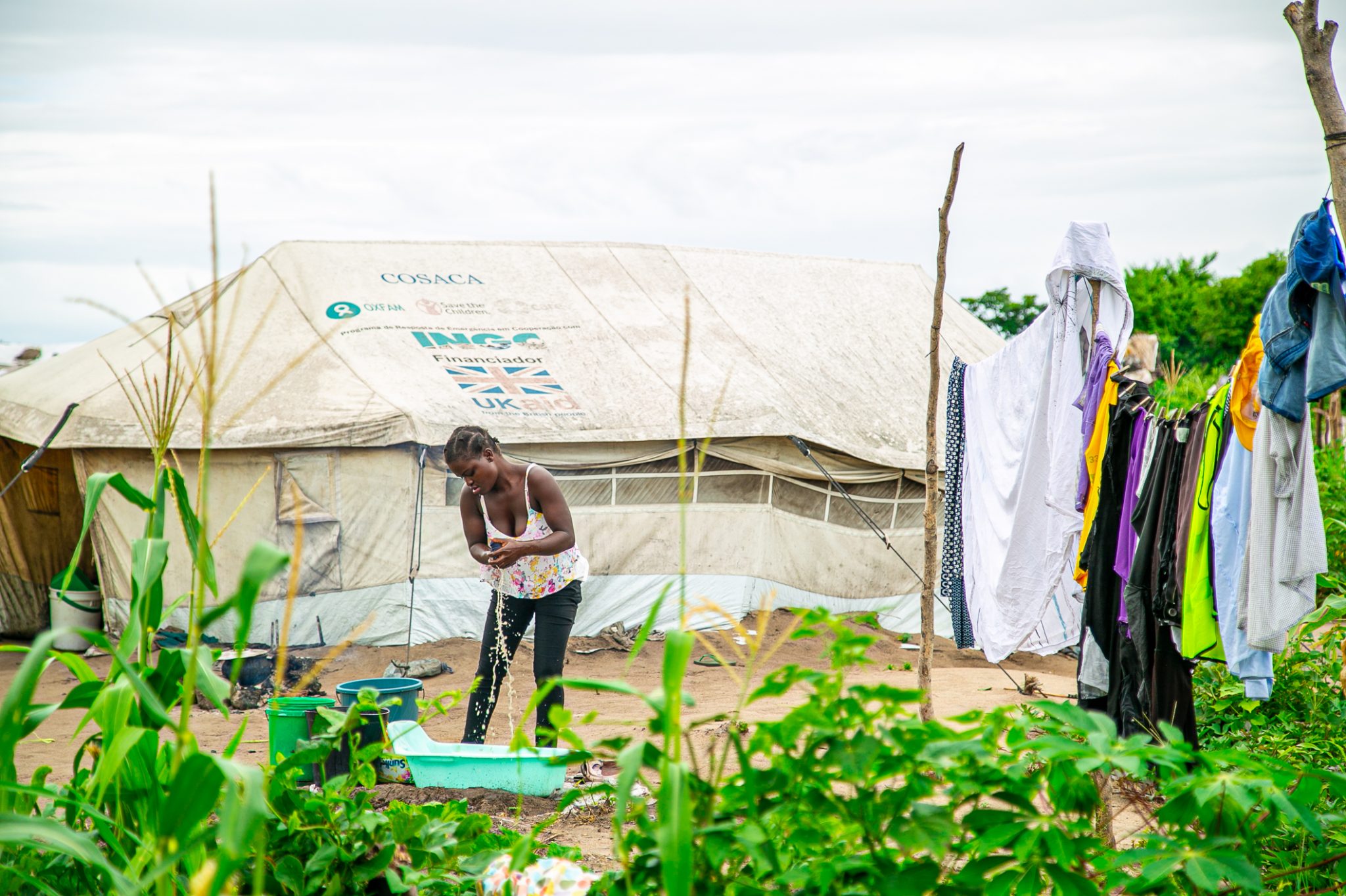 Resident of refugee camp outside Beira