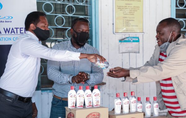 Mombasa Water receive donation of handsanitiser