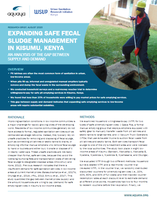 Expanding safe fecal sludge management in Kisumu, Kenya